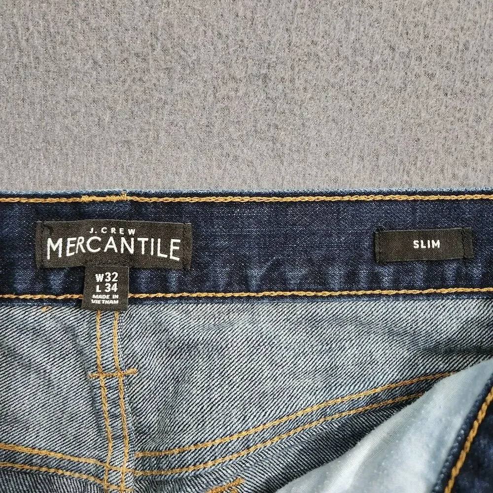 J. Crew Mercantile Jeans Men 32X34 (33X31.5) Dark Wash Slim Straight Leg
